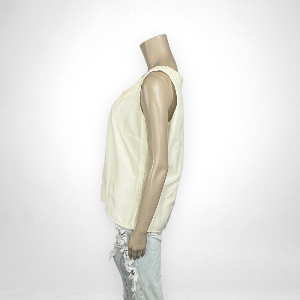 J JILL Large Ivory Silk Blend Sleeveless Top Summer Casual Basic - Picture 2 of 6